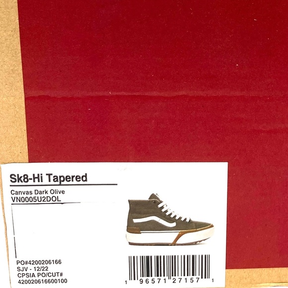 VANS Sk8-Hi Tapered Platform Canvas Dark Olive Shoes Skate Women's VN0005U2DOL - Picture 8 of 9